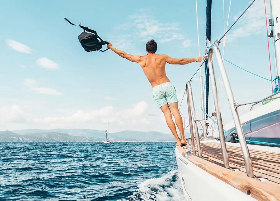 Man sailing in ocean